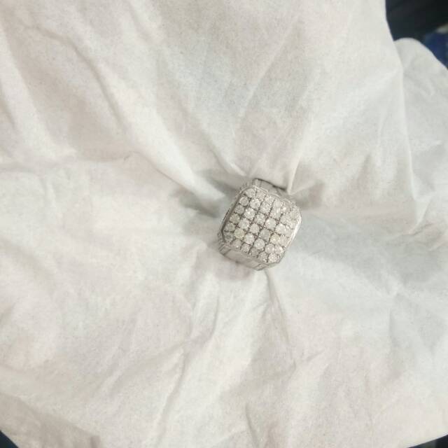 Cincin full berlian pria sampai kesamping ring perak ring size 19