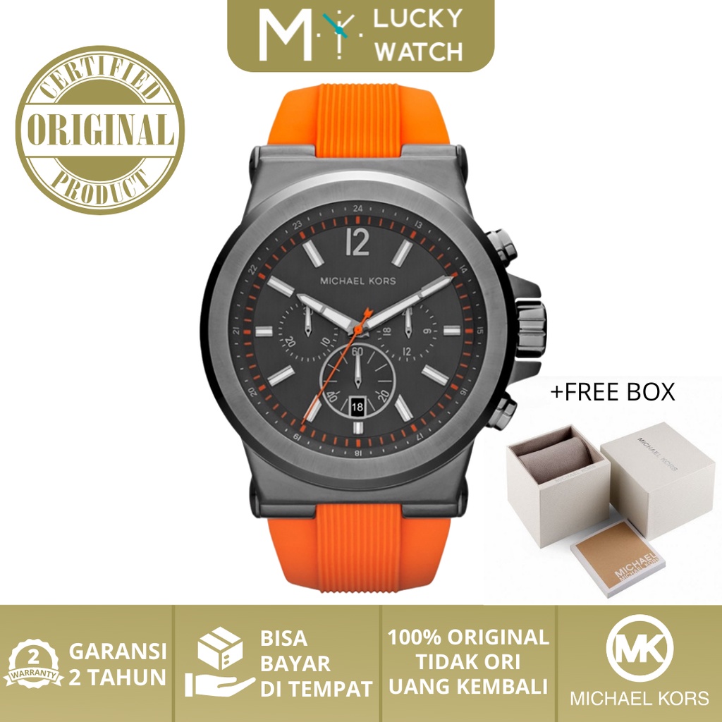 [ ORIGINAL - GARANSI ] MICHAEL KORS MK 8296 JAM TANGAN PRIA MK8296 DYLAN SERIES RUBBER STRAP