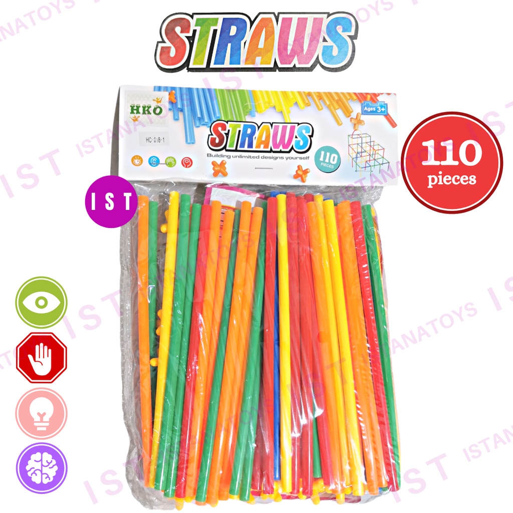 mwn.toys Magic Straws isi 110 pcs- Straws and Connectors Building Toys