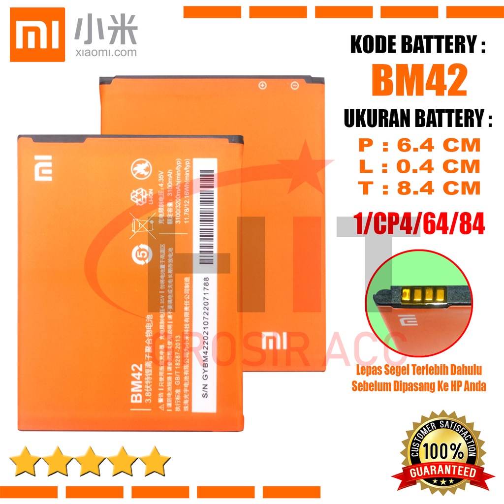 Baterai Battery Xiaomi Redmi Note 1 / Baterai BM42