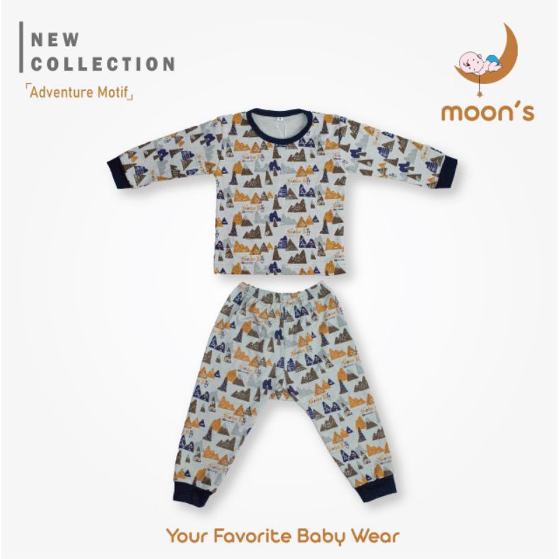 SML Moons Baju Bayi Stelan Panjang Pendek kutung PREMIUM MOONS ,Pakaian Bayi SML, Baju bayi murah