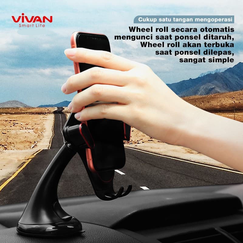 VIVAN CHS07 CAR HOLDER UNIVERSAL 360 DAN PENGUNCI OTOMATIS - PHONE HOLDER 100% ORI VIVAN