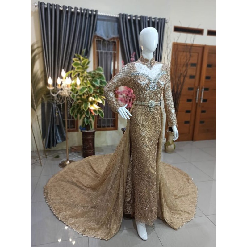 Gaun pengantin Kebaya Akad Mermaid Span Full Payet Premium Konveksi Langsung pilihan warna