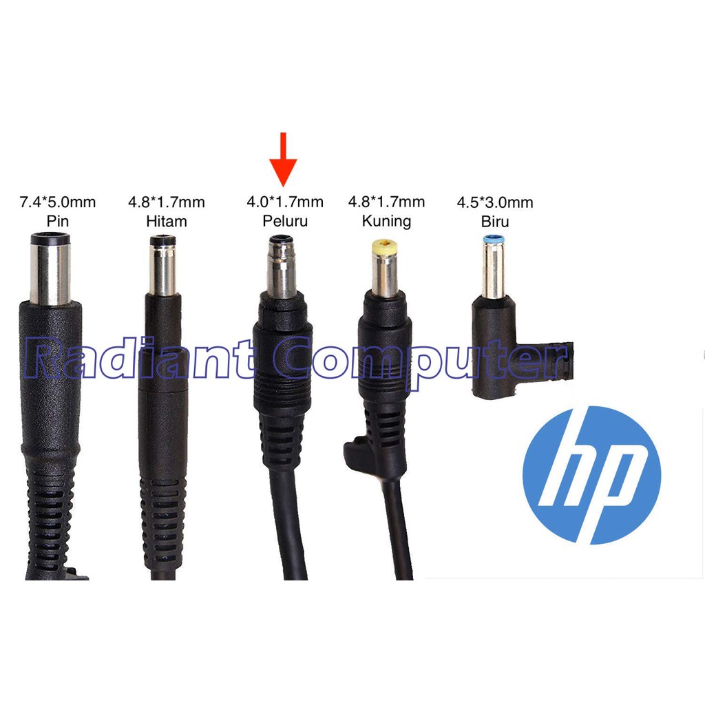 Adaptor Charger Original HP 19.5V 2.05A, 4.0*1.7mm Colokan Peluru