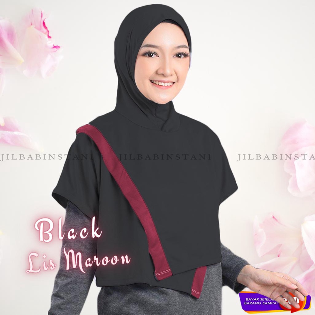Jilbab Olah Raga Dry Fit- Hijab Sporty - Renang Olahraga Lari Senam Yoga Running Jogging Sepeda-BLACK MAROON