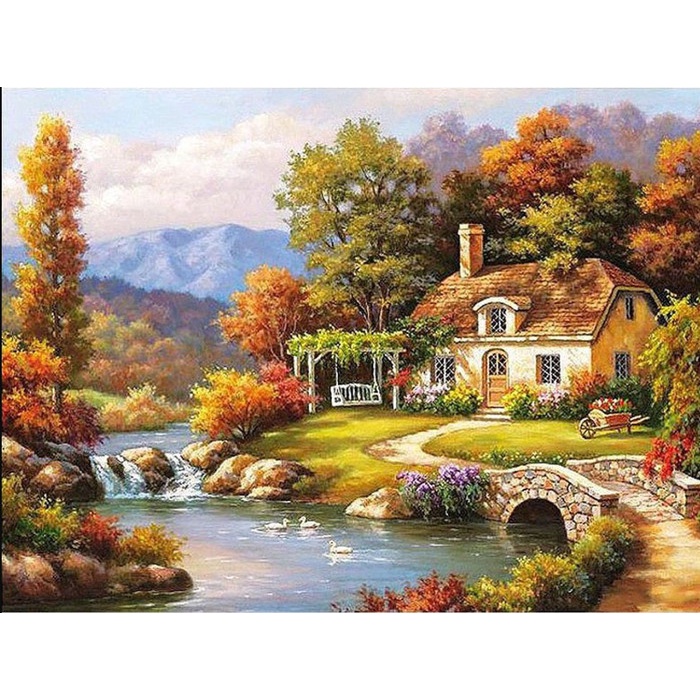 

Produk Terbaru Diy Painting Paint By Numbers Canvas Lukis Cottage River 40*50