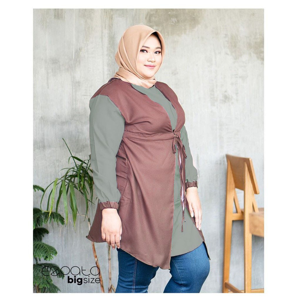 Ezpata Tunik Big Size Jumbo LD 120 Muslim Hijab Resleting Dada Cardi Nempel Terbaru