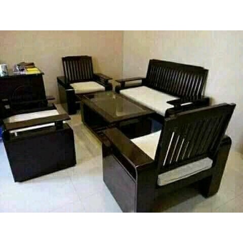 kursi minimalis meja kursi tamu kayu jati dan matras busa dudukan
