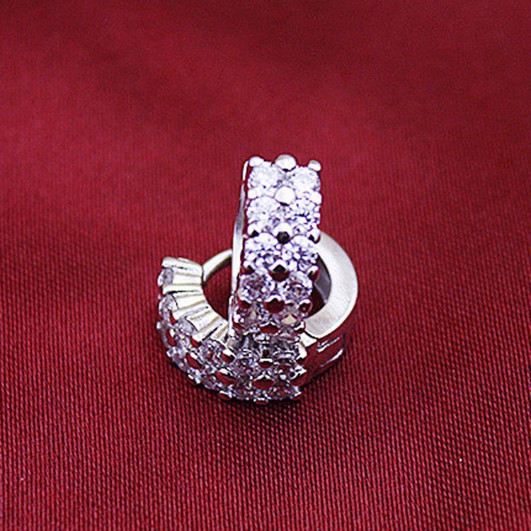 1 Pasang Anting Bulat Sterling Silver 925 Elegan untuk Wanita