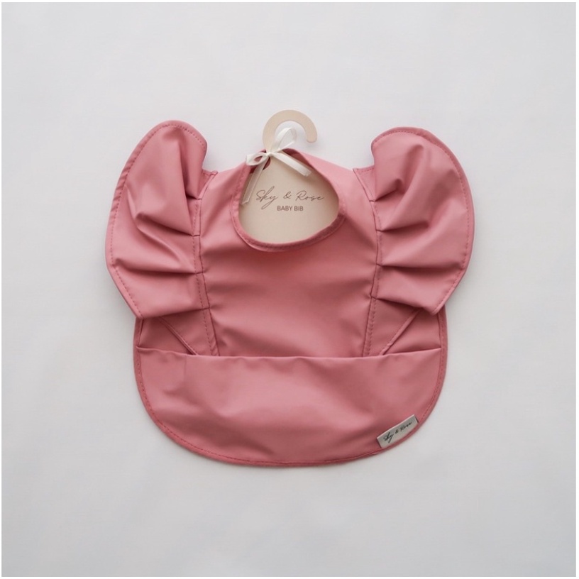 Sky and Rose Waterproof Bib | Ruffle Celemek Makan Ruffled | Slabber Anti Air Bayi Anak Sky &amp; Rose Bibs Bip Slubber