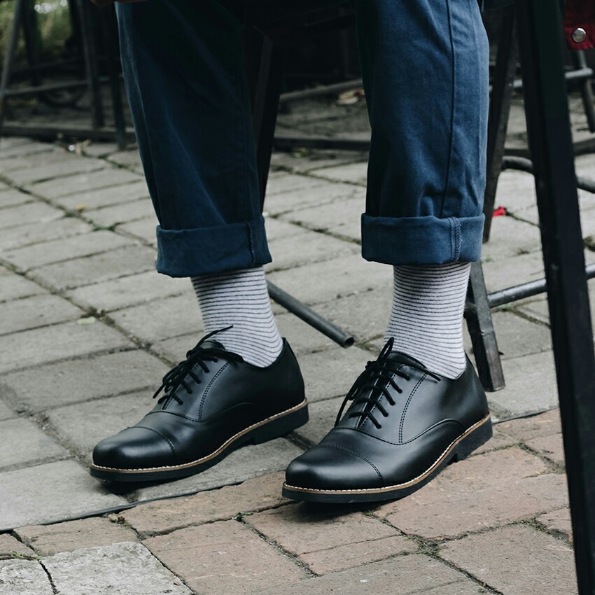 Dante Black | 39-45 | Sepatu Pantofel Santai Kerja Kuliah Oxford Pria Cowok Men Laces | FORIND x Lvnatica