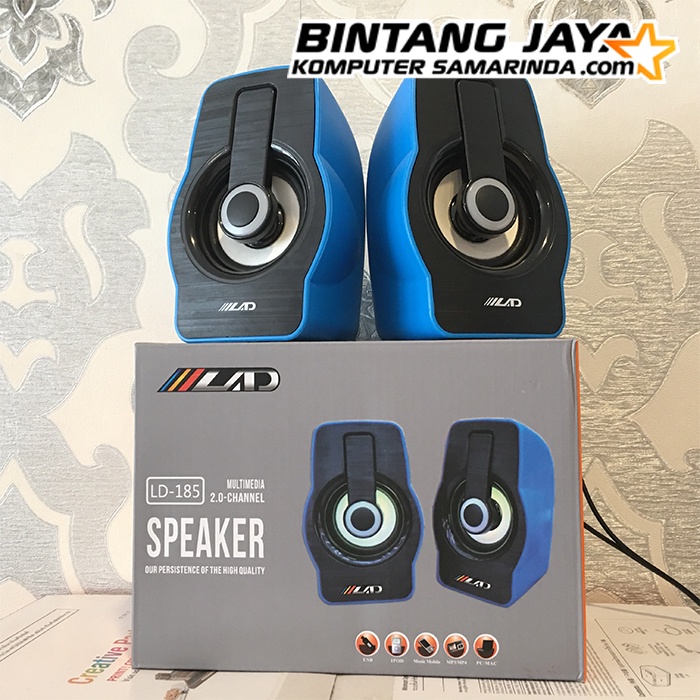 Speaker Multimedia LAD LD-185 2.0 Channel - Biru & Merah