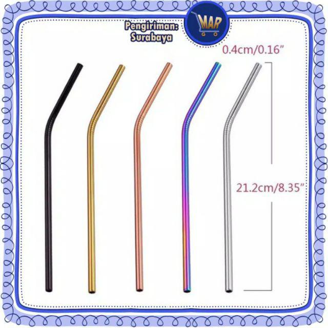 Sedotan Bengkok / Sedotan Satuan / Stainless Warna