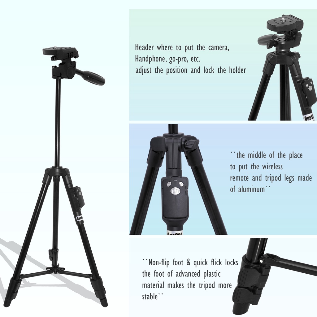 Tripod 6218 Kamera with Bluetooth Wireless Remote + Holder HP XL Alumunium ABS