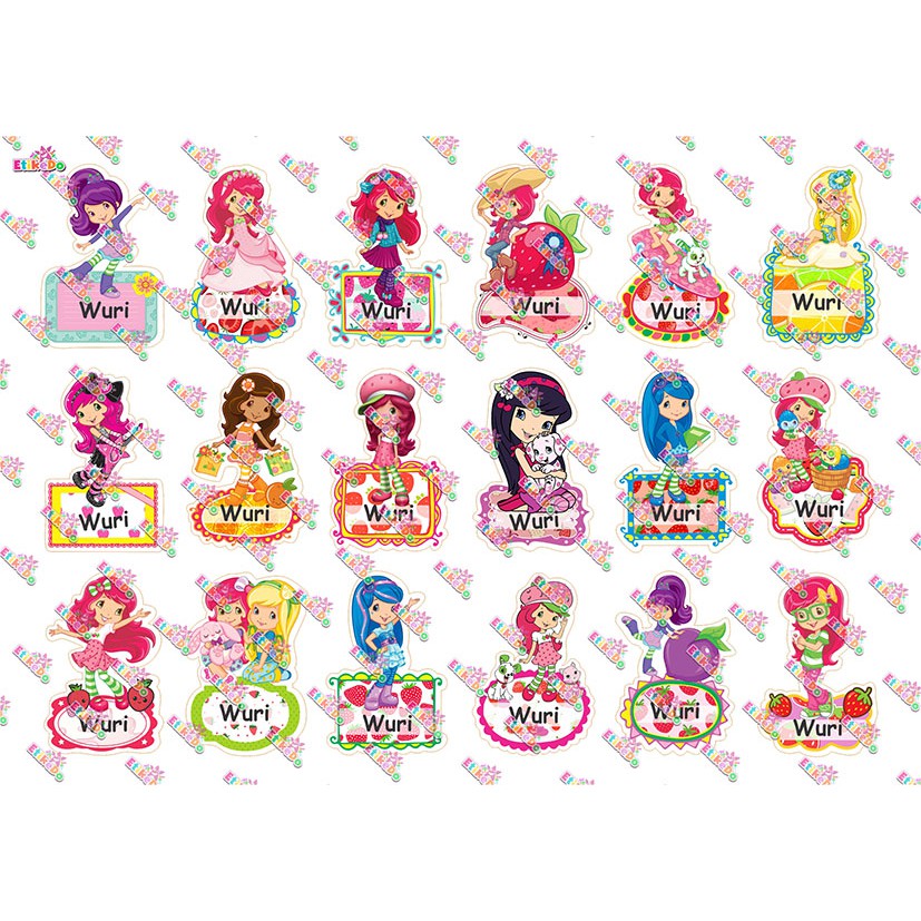 

LABEL NAMA STRAWBERRY SHORTCAKE 72 STIKER - WATERPROOF -2 Nama SS1M2