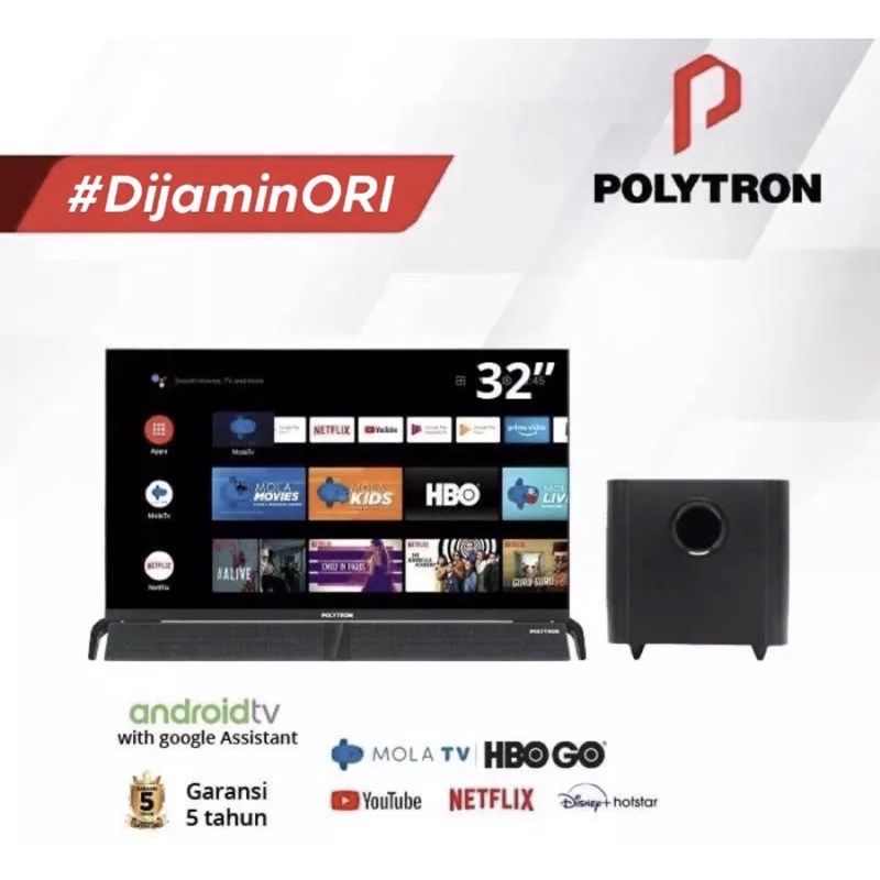 Polytron Cinemax Sound Bar LED TV Smart Android 32BAG9953 PLD32BAG9953 43BAG9953 / LED 32B8951 32 B8951 Pengganti 32B1550 NEW Frameless PROMO MURAH