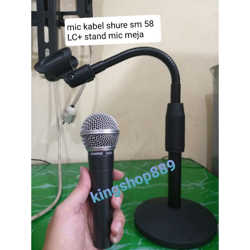 PAKET MIC KABEL SHURE SM58 LC + STAND MIC MEJA FLEXIBEL
