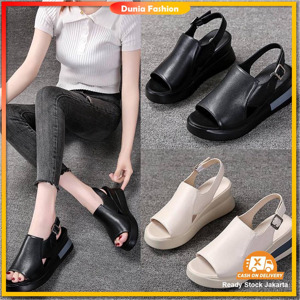 [DUNIA FASHION] Sepatu Sandal Wedges Wanita Import Premium Quality Sandal Gunung DF 529