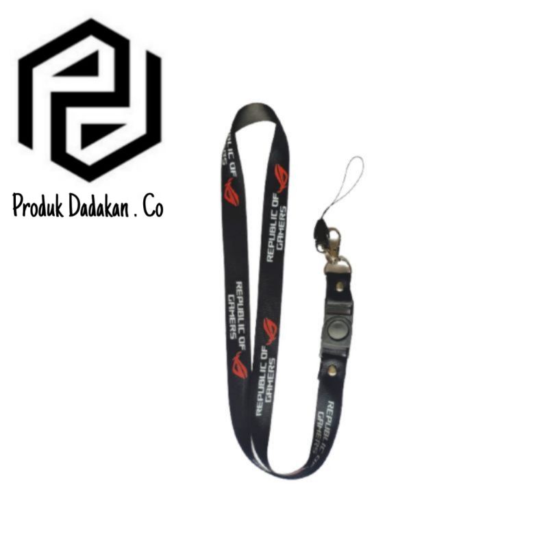

lanyard gantungan REPUBLIC OF GAMERS ROG logo/kunci/tulisan/tali kartu nama/flashdisk/key/kartu nama/idcard/hp