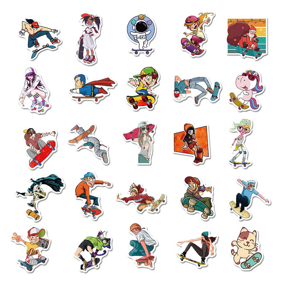 50 Pcs Stiker Motif Kartun Tahan Air Untuk Dekorasi Laptop / Skateboard