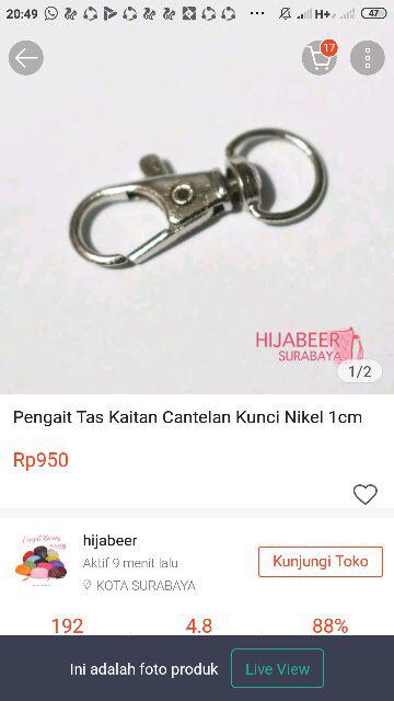 Pengait Tas Kaitan Cantelan Kunci Nikel 1cm /10pcs