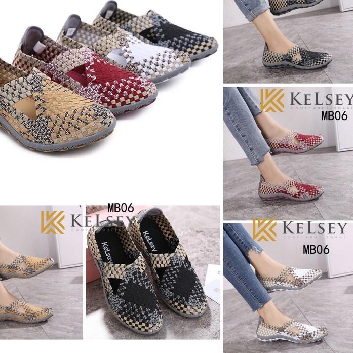 [LR13]NICOLE SEPATU FLAT  RAJUT WANITA Kelsey MB06 RAJUT SHOES Flats Shoes Rajut anyaman-Terbaik