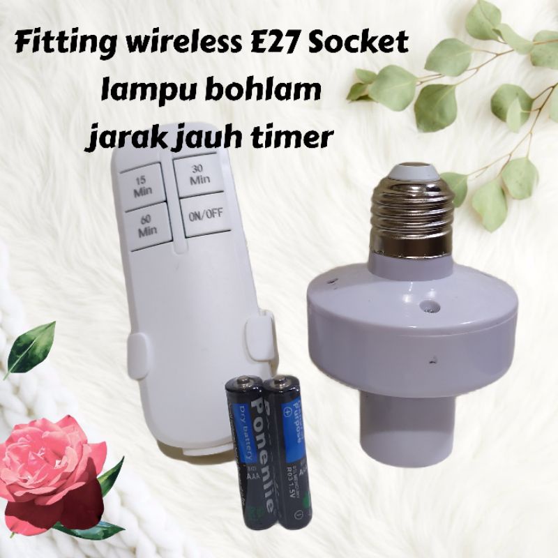 Fitting Lampu Remote Control Socket Lampu E27 Timer 15/30/60 Free Baterai AAA