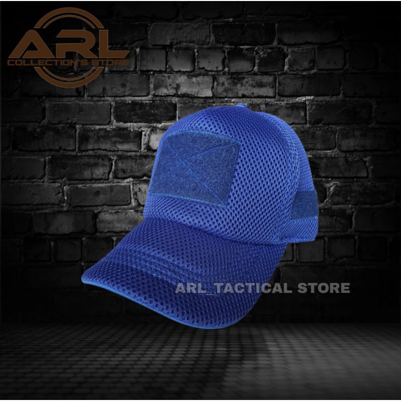 topi double mess biru polos - topi tactical velcro jaring - topi double mess polos