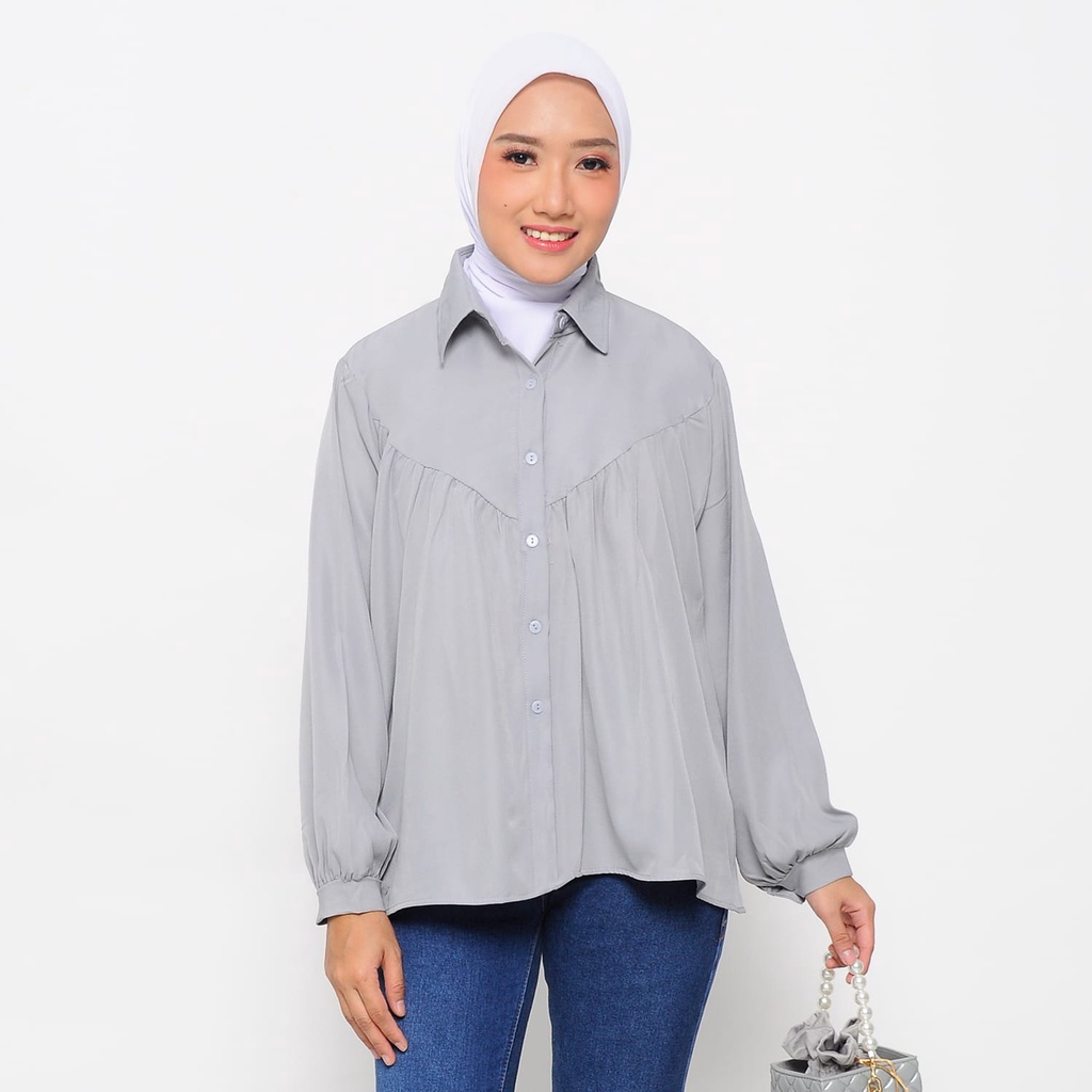 kemeja korean blouse wanita/atasan stella shirt lengan panjang