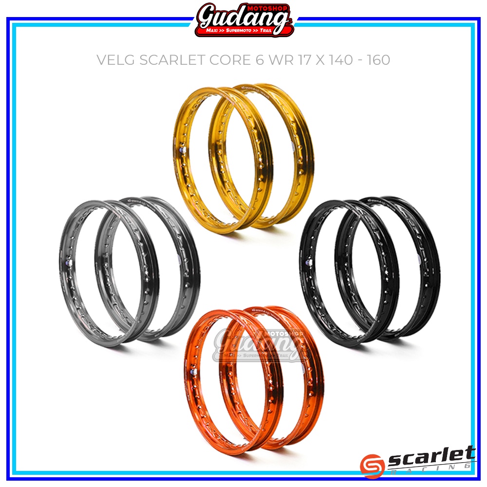 Velg Set Depan Belakang Almu SCARLET Racing WR Ring 17 X 140 160 185 215 Universal Hitam Gold Merah Hijau Silver Biru