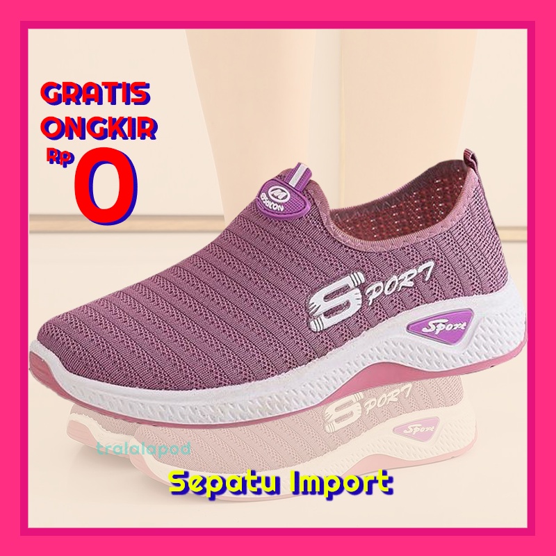 Sepatu Sneakers Wanita Import Korea Rajut Slip On Sepatu Snekers Snakers Wanita Kekinian Impor Terba