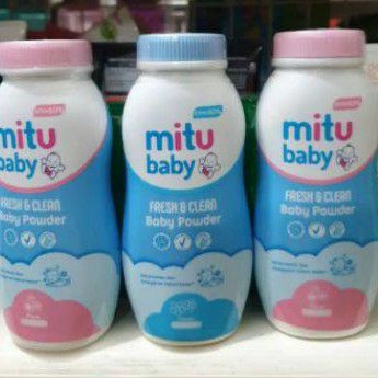 Mitu baby powder FRESH & CLEAN bedak bayi PINK / BLUE 50gr ( Kecil ).