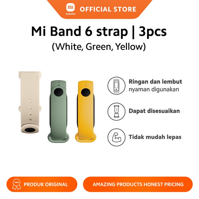 Xiaomi Official Mi Smart Band 6 Strap - White/Green/Yellow