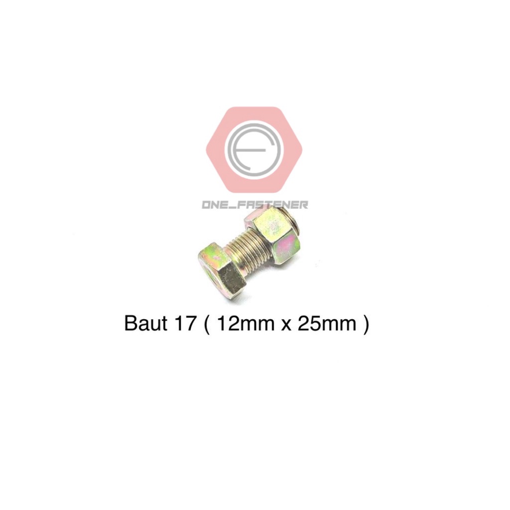 Baut Mur M12x25 Kuning M12 Kunci 17 BMK 2.5cm 12mm 12x25