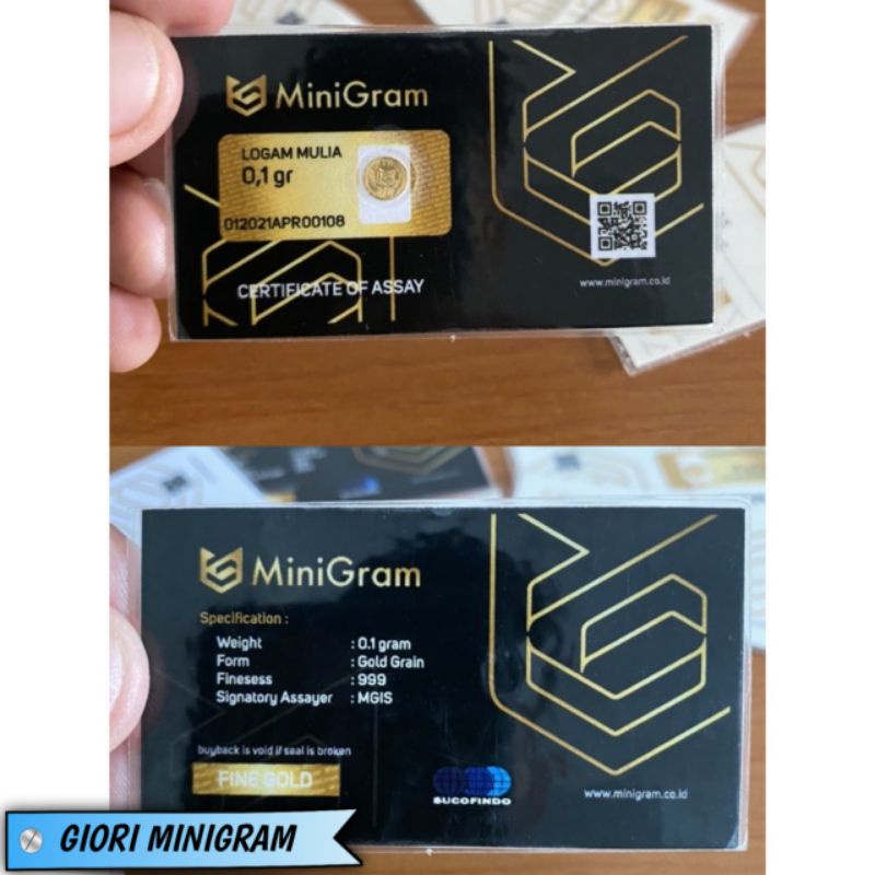 MINIGRAM / BABYGOLD 0.10 Gram Logam Mulia Emas Asli 24 Karat Bersertifikat