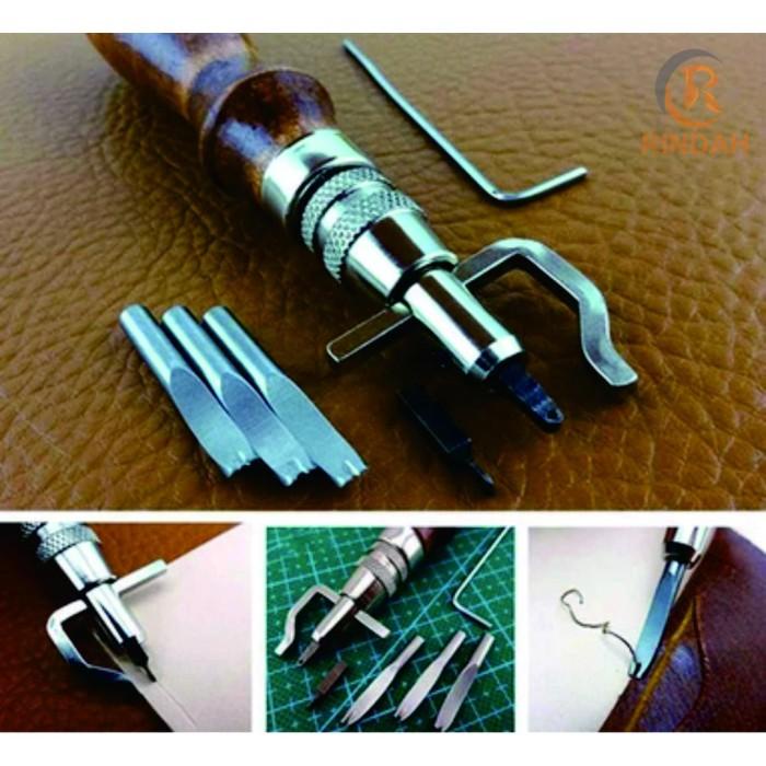 

Alat Kerajinan Kulit 5 In 1 Stitching Groover Bevelar Creaser Puncher 096
