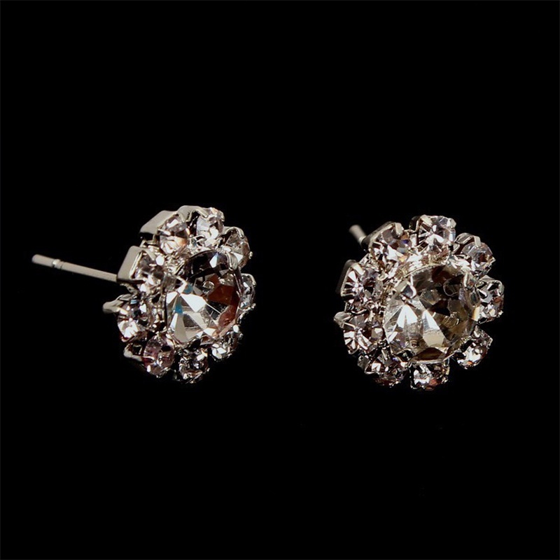 Stud Earrings Romantic Crystal Flower Earrings Perhiasan Pernyataan Untuk Wanita ANTOP