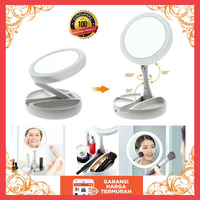 CERMIN/LAMPU/LED/MAKEUP/KACA RIAS/MAKE UP MURAH/MAKE UP KACA RIAS BULAtT LIPAT ZOOM FOLD AWAY MIRROR