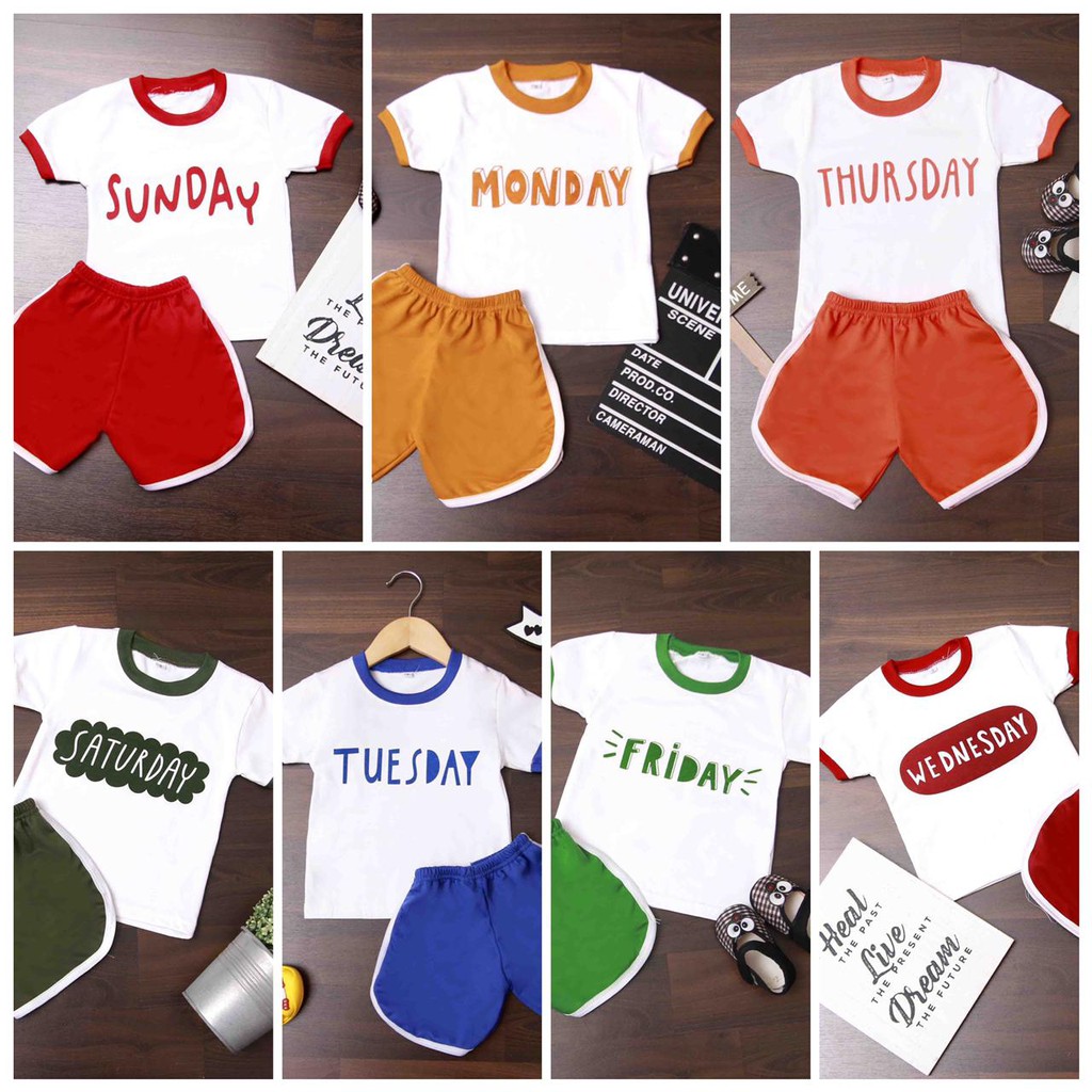 Jikialiang - BAJU SETELAN ANAK LAKI LAKI &amp; PEREMPUAN BAHAN SPANDEX USIA 1-6 TAHUN / ALL DAYS