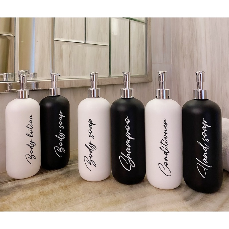 botol doff n24 500ml silver luxury. aesthetic bottle minimalist refill organizer tempat sabun cair pump black and white estetik