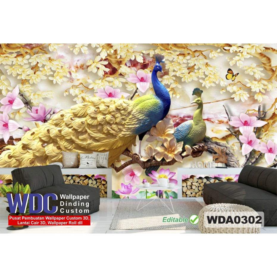 wallpaper 3d floral, wallpaper dinding 3d merak, wallpaper dinding custom, wallpaper 3d murah