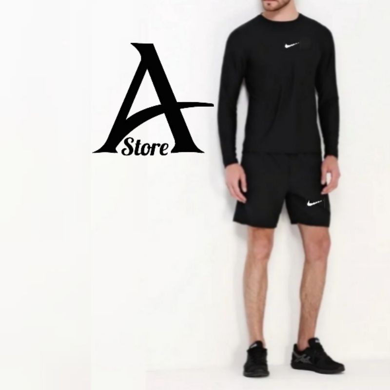 Baselayer Manset Setelan Pakaian Olahraga/Set Olahraga Pria