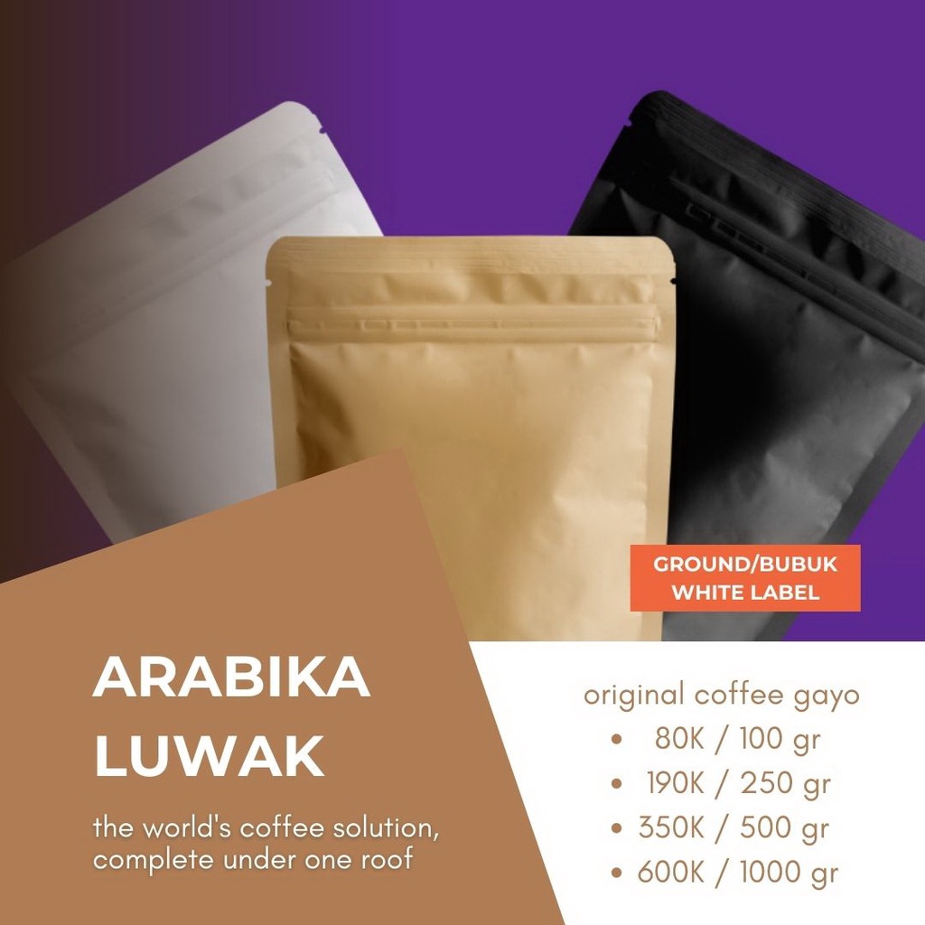 

Kopinang Arabica Gayo Luwak Ground White Label 1000 gram