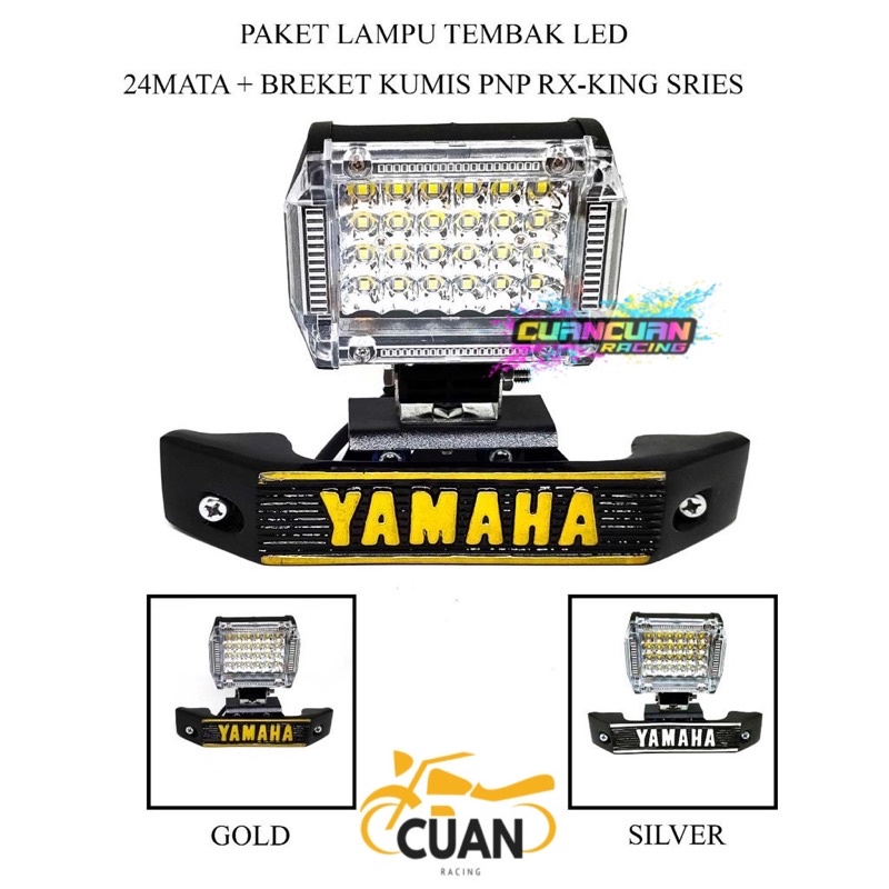 ( PAKET ) LAMPU TEMBAK LED 24 MATA 2MODE + BREKET KUMIS PNP RX-KING