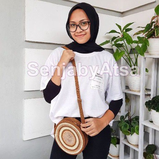  Tas  Selempang Rajut  Bulat  Sling Bag Rajut  Bulat  Shopee  