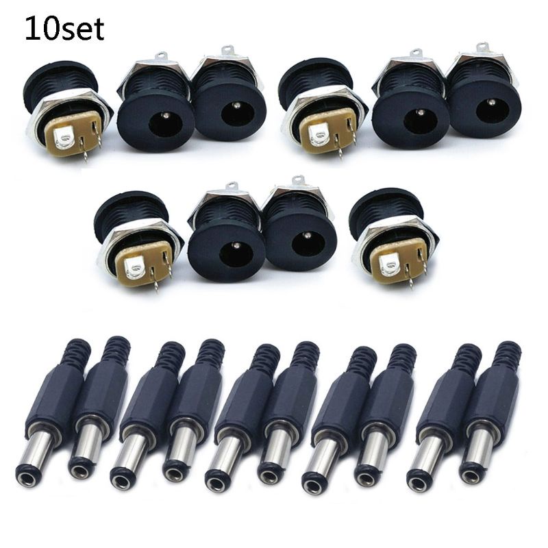 Cre 10pasang 5.5x2.1mm Untuk DC Plug &amp; Socket Female &amp; Male Power Adapter Untuk Universal Laptop Interface Kabel Power Conne