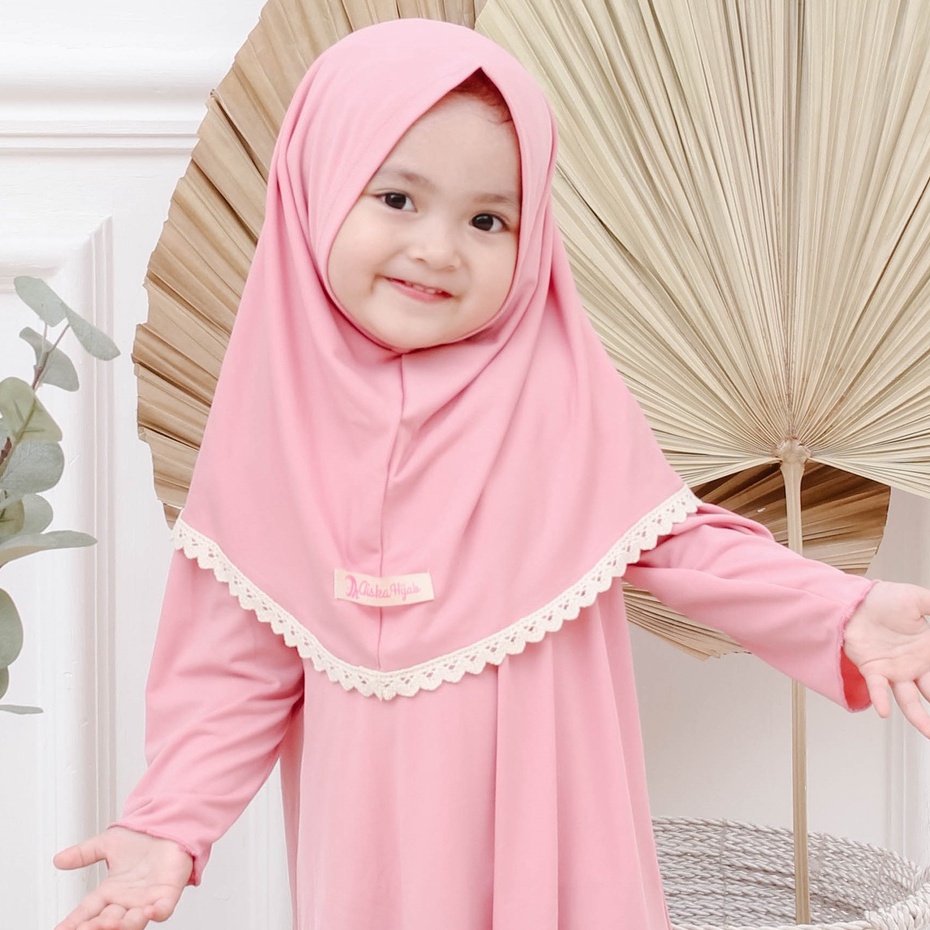 Jilbab Anak Pashtan Alika / Kerudung Instan Anat Daily Lace / Kerudung Anak Perempuan Cantik / Jilbab Anak Perempuan Polos Aiska Hijab Bayi 1-5 Tahun