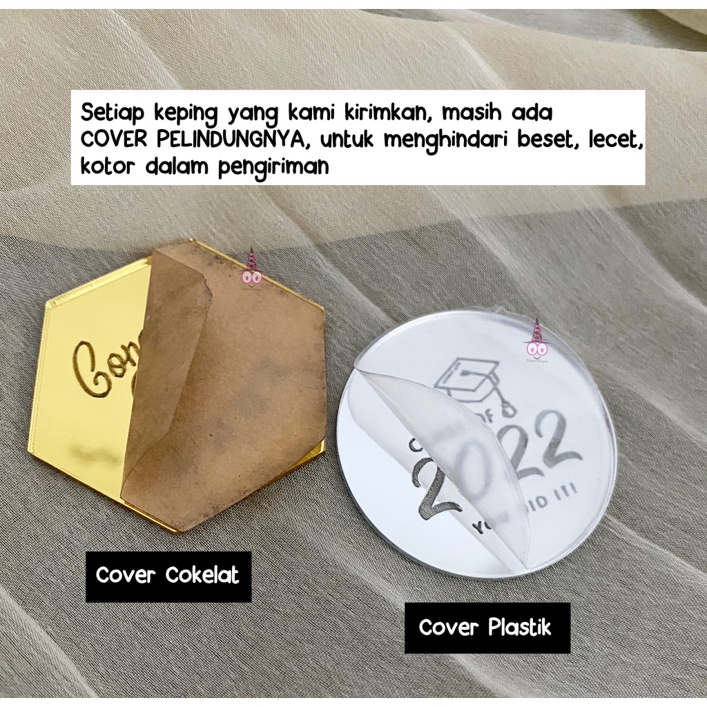 AKRILIK Tag Happy Graduation | Mini Topper Graduation | Tag Hampers Graduation | Hampers Tag Akrilik | Hiasan Hampers Label | Tag Hampers Kelulusan | Wisuda | Kado Wisuda