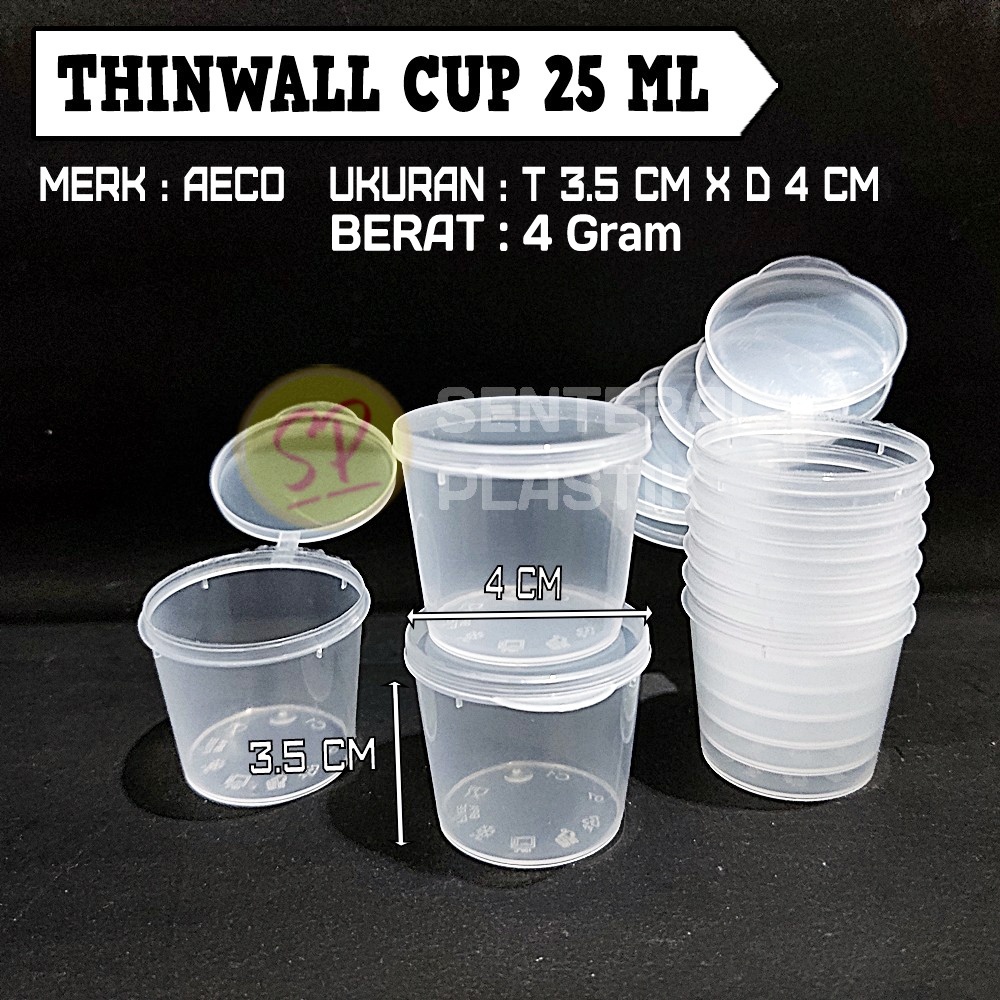 Thinwall Cup Saos Sambel Plastik 25 ML / Wadah Cup Saos Mini