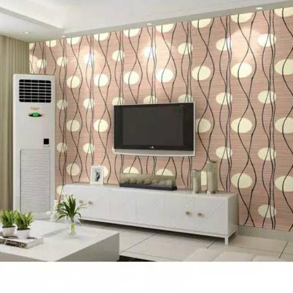 Wallpaper Dinding Ruang Tamu Motif Polkadot Coklat